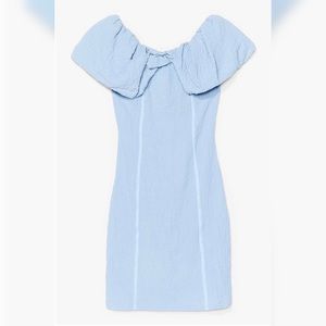 Off the shoulder blue ruffle dress